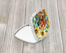 Load image into Gallery viewer, Rhodesian Ridgeback in Sunflowers Compact Mirror – Stylish Purse Mirror with Artistic Covers