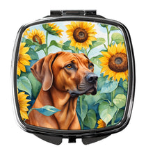 Load image into Gallery viewer, Rhodesian Ridgeback in Sunflowers Compact Mirror – Stylish Purse Mirror with Artistic Covers