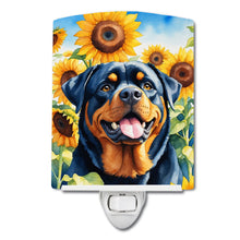 Load image into Gallery viewer, Rottweiler in Sunflowers Ceramic Night Light