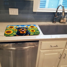 Load image into Gallery viewer, Rottweiler in Sunflowers Dish Drying Mat Absorbent Dish Drying Mat Pad for Kitchen Counter Dish Drainer Mat for Countertop, 14 x 21", Multicolor
