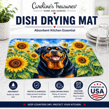 Load image into Gallery viewer, Rottweiler in Sunflowers Dish Drying Mat Absorbent Dish Drying Mat Pad for Kitchen Counter Dish Drainer Mat for Countertop, 14 x 21", Multicolor