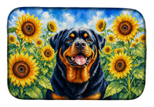 Load image into Gallery viewer, Rottweiler in Sunflowers Dish Drying Mat Absorbent Dish Drying Mat Pad for Kitchen Counter Dish Drainer Mat for Countertop, 14 x 21", Multicolor