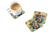 Load image into Gallery viewer, Rottweiler in Sunflowers Coasters - Set of 4 Lightweight Foam, Absorbent Drink Coasters
