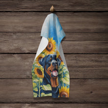 Load image into Gallery viewer, Rottweiler in Sunflowers Kitchen Towel