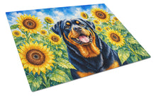 Load image into Gallery viewer, Rottweiler in Sunflowers Cutting Board Tempered Glass Kitchen Cutting Surface, Heat Resistant Chopping Board with Non-Slip Feet, Decorative Food Prep &amp; Serving