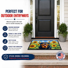 Load image into Gallery viewer, Rottweiler in Sunflowers Doormat Front Door Mat Indoor Outdoor Rugs for Entryway, Non Slip Washable Low Pile, 18H X 27W