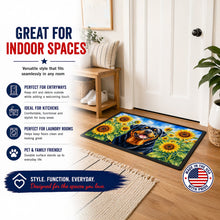 Load image into Gallery viewer, Rottweiler in Sunflowers Doormat Front Door Mat Indoor Outdoor Rugs for Entryway, Non Slip Washable Low Pile, 18H X 27W
