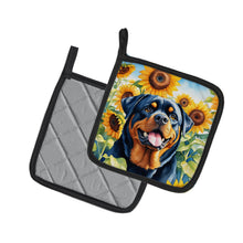 Load image into Gallery viewer, Rottweiler in Sunflowers Pot Holders - Set of 2 Decorative Kitchen Helpers | Made in the USA