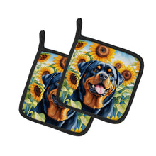 Load image into Gallery viewer, Rottweiler in Sunflowers Pot Holders - Set of 2 Decorative Kitchen Helpers | Made in the USA