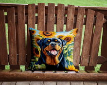 Load image into Gallery viewer, Rottweiler in Sunflowers Throw Pillow - 14x14 Decorative Pillow – Art for Your Home &amp; Patio