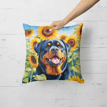 Load image into Gallery viewer, Rottweiler in Sunflowers Throw Pillow