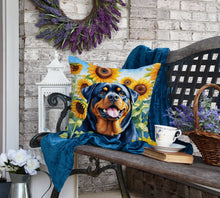 Load image into Gallery viewer, Rottweiler in Sunflowers Throw Pillow
