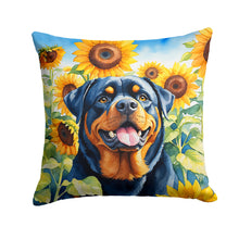 Load image into Gallery viewer, Rottweiler in Sunflowers Throw Pillow