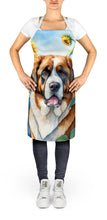 Load image into Gallery viewer, Saint Bernard in Sunflowers Apron – Artist-Designed Kitchen, BBQ &amp; Craft Apron