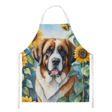 Load image into Gallery viewer, Saint Bernard in Sunflowers Apron – Artist-Designed Kitchen, BBQ &amp; Craft Apron