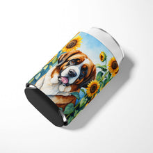 Load image into Gallery viewer, Saint Bernard in Sunflowers Can or Bottle Hugger