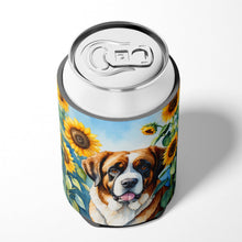 Load image into Gallery viewer, Saint Bernard in Sunflowers Can or Bottle Hugger