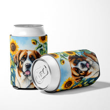 Load image into Gallery viewer, Saint Bernard in Sunflowers Can or Bottle Hugger