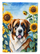 Load image into Gallery viewer, Saint Bernard in Sunflowers House Flag