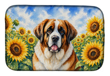Load image into Gallery viewer, Saint Bernard in Sunflowers Dish Drying Mat Absorbent Dish Drying Mat Pad for Kitchen Counter Dish Drainer Mat for Countertop, 14 x 21", Multicolor