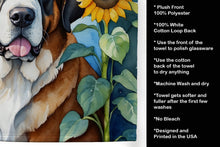 Load image into Gallery viewer, Saint Bernard in Sunflowers Kitchen Towel