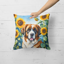 Load image into Gallery viewer, Saint Bernard in Sunflowers Throw Pillow