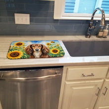 Load image into Gallery viewer, Saluki in Sunflowers Dish Drying Mat Absorbent Dish Drying Mat Pad for Kitchen Counter Dish Drainer Mat for Countertop, 14 x 21", Multicolor