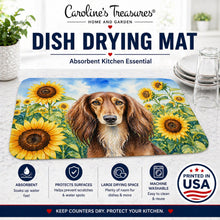 Load image into Gallery viewer, Saluki in Sunflowers Dish Drying Mat Absorbent Dish Drying Mat Pad for Kitchen Counter Dish Drainer Mat for Countertop, 14 x 21", Multicolor