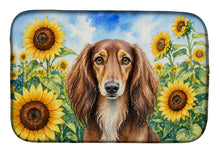 Load image into Gallery viewer, Saluki in Sunflowers Dish Drying Mat Absorbent Dish Drying Mat Pad for Kitchen Counter Dish Drainer Mat for Countertop, 14 x 21", Multicolor