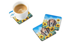 Load image into Gallery viewer, Saluki in Sunflowers Coasters - Set of 4 Lightweight Foam, Absorbent Drink Coasters