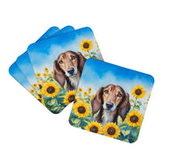 Load image into Gallery viewer, Saluki in Sunflowers Coasters - Set of 4 Lightweight Foam, Absorbent Drink Coasters