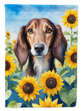 Load image into Gallery viewer, Saluki in Sunflowers Garden Flag – Bright Dog-Themed Yard Decor