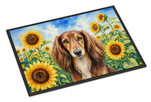 Load image into Gallery viewer, Saluki in Sunflowers Doormat Front Door Mat Indoor Outdoor Rugs for Entryway, Non Slip Washable Low Pile, 18H X 27W