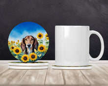 Load image into Gallery viewer, Saluki in Sunflowers Large Sandstone Coasters Pack of 4