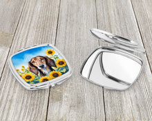 Load image into Gallery viewer, Saluki in Sunflowers Compact Mirror – Stylish Purse Mirror with Artistic Covers