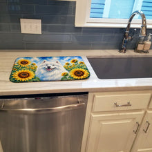Load image into Gallery viewer, Samoyed in Sunflowers Dish Drying Mat Absorbent Dish Drying Mat Pad for Kitchen Counter Dish Drainer Mat for Countertop, 14 x 21", Multicolor
