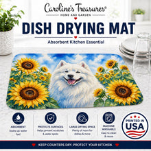 Load image into Gallery viewer, Samoyed in Sunflowers Dish Drying Mat Absorbent Dish Drying Mat Pad for Kitchen Counter Dish Drainer Mat for Countertop, 14 x 21", Multicolor
