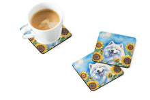 Load image into Gallery viewer, Samoyed in Sunflowers Coasters - Set of 4 Lightweight Foam, Absorbent Drink Coasters