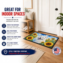 Load image into Gallery viewer, Samoyed in Sunflowers Doormat Front Door Mat Indoor Outdoor Rugs for Entryway, Non Slip Washable Low Pile, 18H X 27W