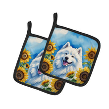 Load image into Gallery viewer, Samoyed in Sunflowers Pot Holders - Set of 2 Decorative Kitchen Helpers | Made in the USA