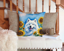 Load image into Gallery viewer, Samoyed in Sunflowers Throw Pillow - 14x14 Decorative Pillow – Art for Your Home &amp; Patio