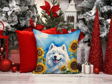 Load image into Gallery viewer, Samoyed in Sunflowers Throw Pillow - 14x14 Decorative Pillow – Art for Your Home &amp; Patio