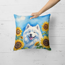 Load image into Gallery viewer, Samoyed in Sunflowers Throw Pillow