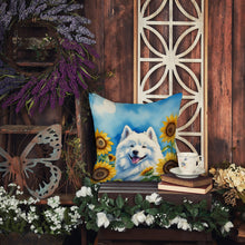 Load image into Gallery viewer, Samoyed in Sunflowers Throw Pillow
