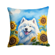 Load image into Gallery viewer, Samoyed in Sunflowers Throw Pillow