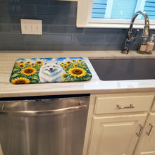 Load image into Gallery viewer, Samoyed in Sunflowers Dish Drying Mat Absorbent Dish Drying Mat Pad for Kitchen Counter Dish Drainer Mat for Countertop, 14 x 21", Multicolor