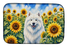 Load image into Gallery viewer, Samoyed in Sunflowers Dish Drying Mat Absorbent Dish Drying Mat Pad for Kitchen Counter Dish Drainer Mat for Countertop, 14 x 21", Multicolor