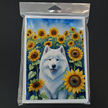 Load image into Gallery viewer, Samoyed in Sunflowers Greeting Cards - Blank Note Cards – 8-Pack of Artist-Designed Cards with Envelopes