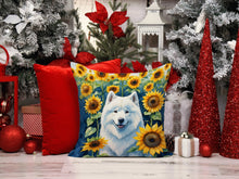 Load image into Gallery viewer, Samoyed in Sunflowers Throw Pillow - 14x14 Decorative Pillow – Art for Your Home &amp; Patio