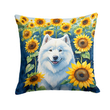Load image into Gallery viewer, Samoyed in Sunflowers Throw Pillow - 14x14 Decorative Pillow – Art for Your Home &amp; Patio